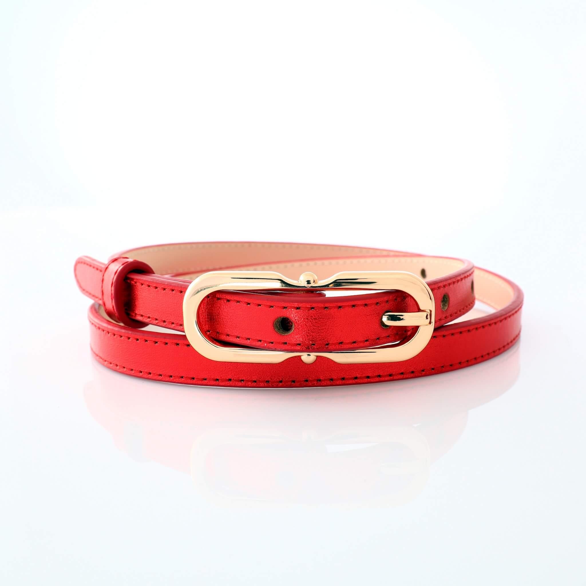 Дамски колан - естествена кожа - 12 мм - Egeria Red | COLDFIRE - COLDFIRE