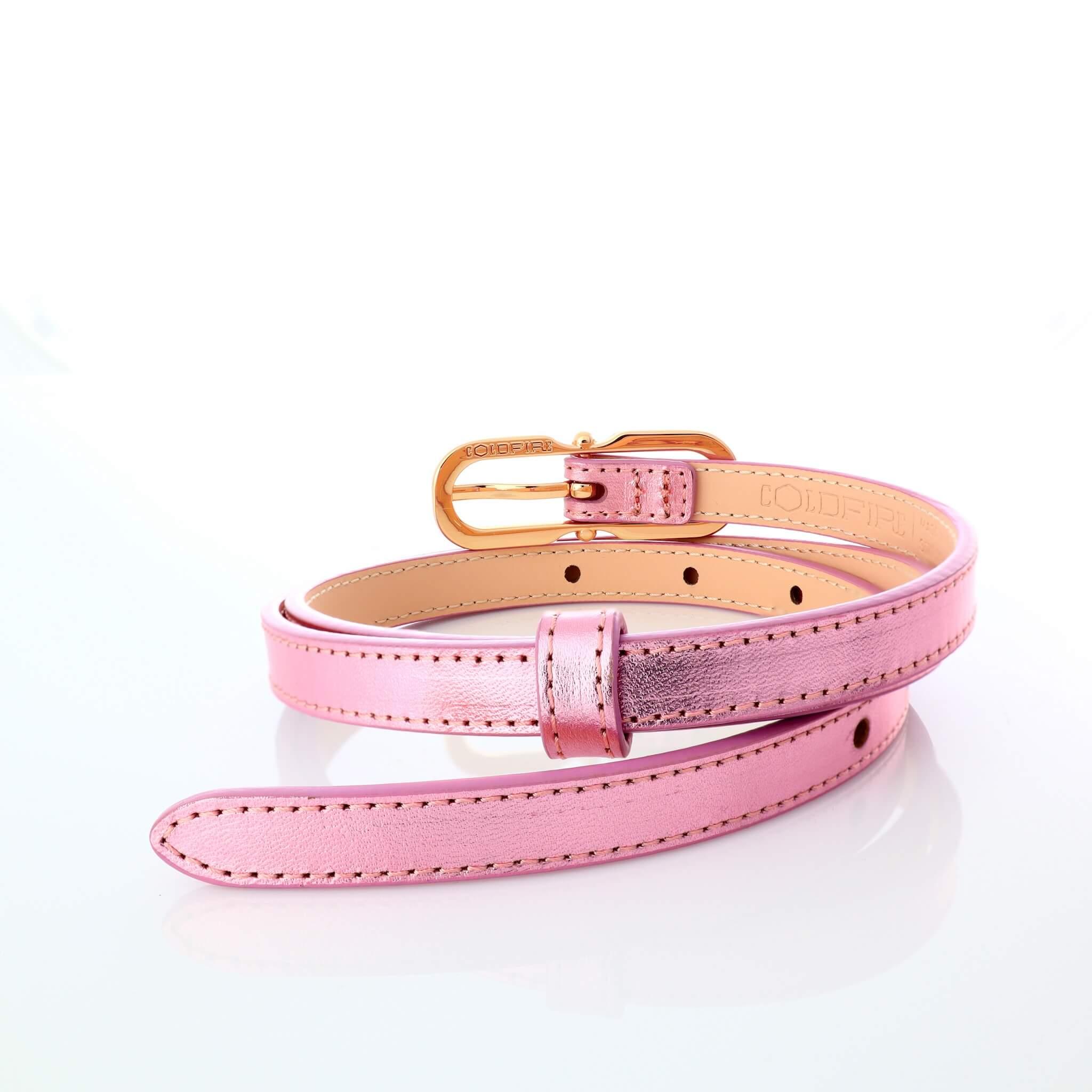 Дамски колан - естествена кожа - 12 мм - Malin Pale Pink | COLDFIRE - COLDFIRE