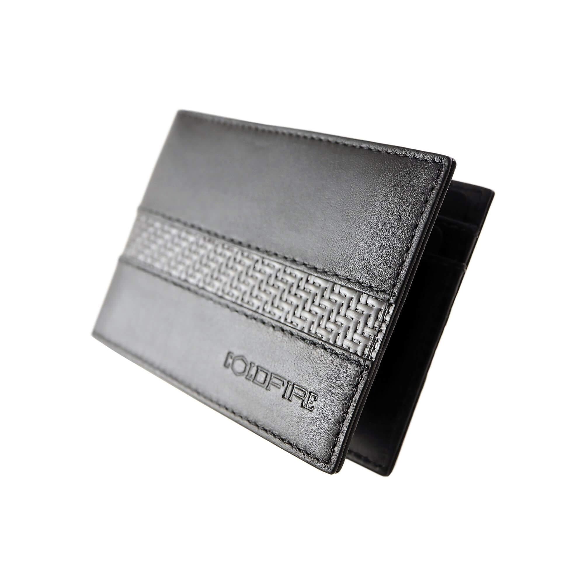 Компактен RFID кожен картодържател с черен кант - COLDFIRE