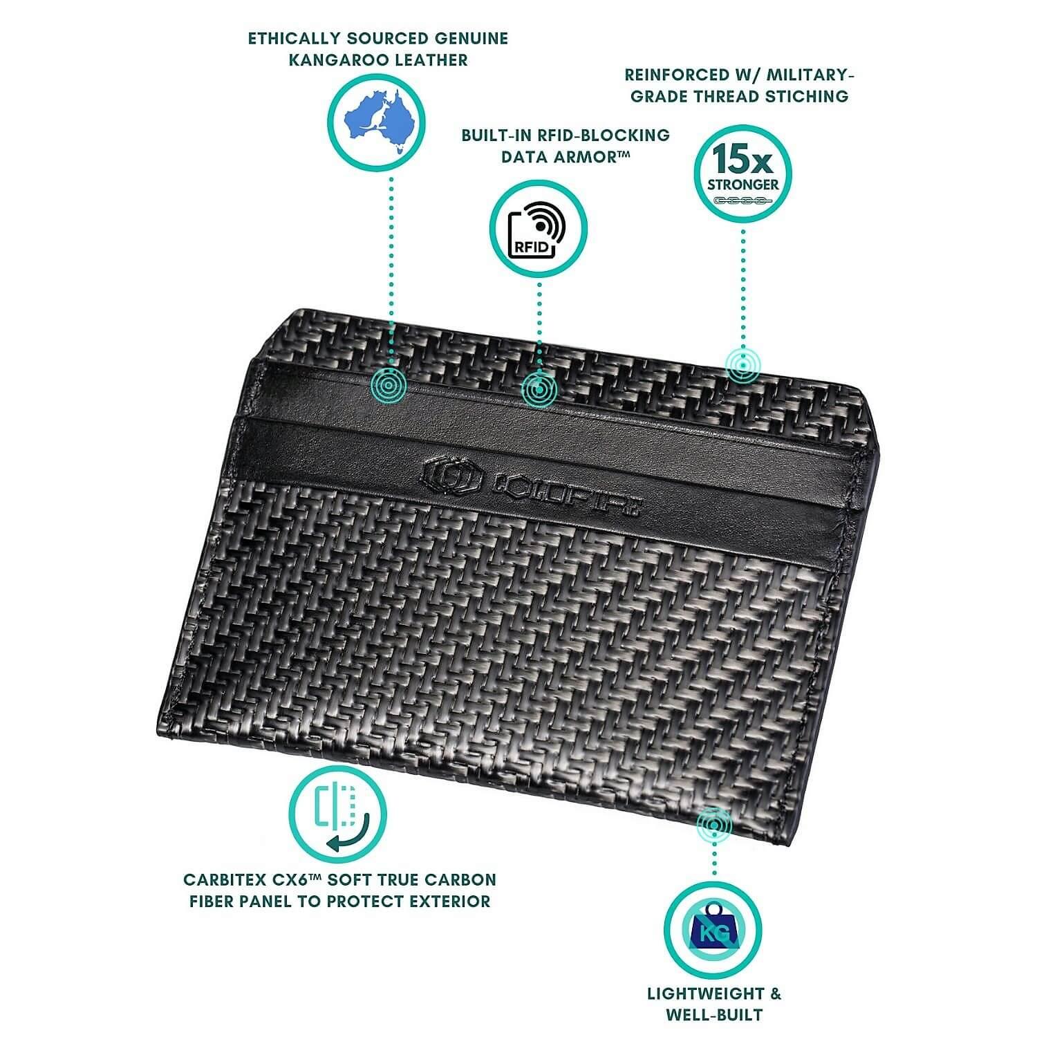 Малък Карбонов Картодържател с rfid защита - COLDFIRE