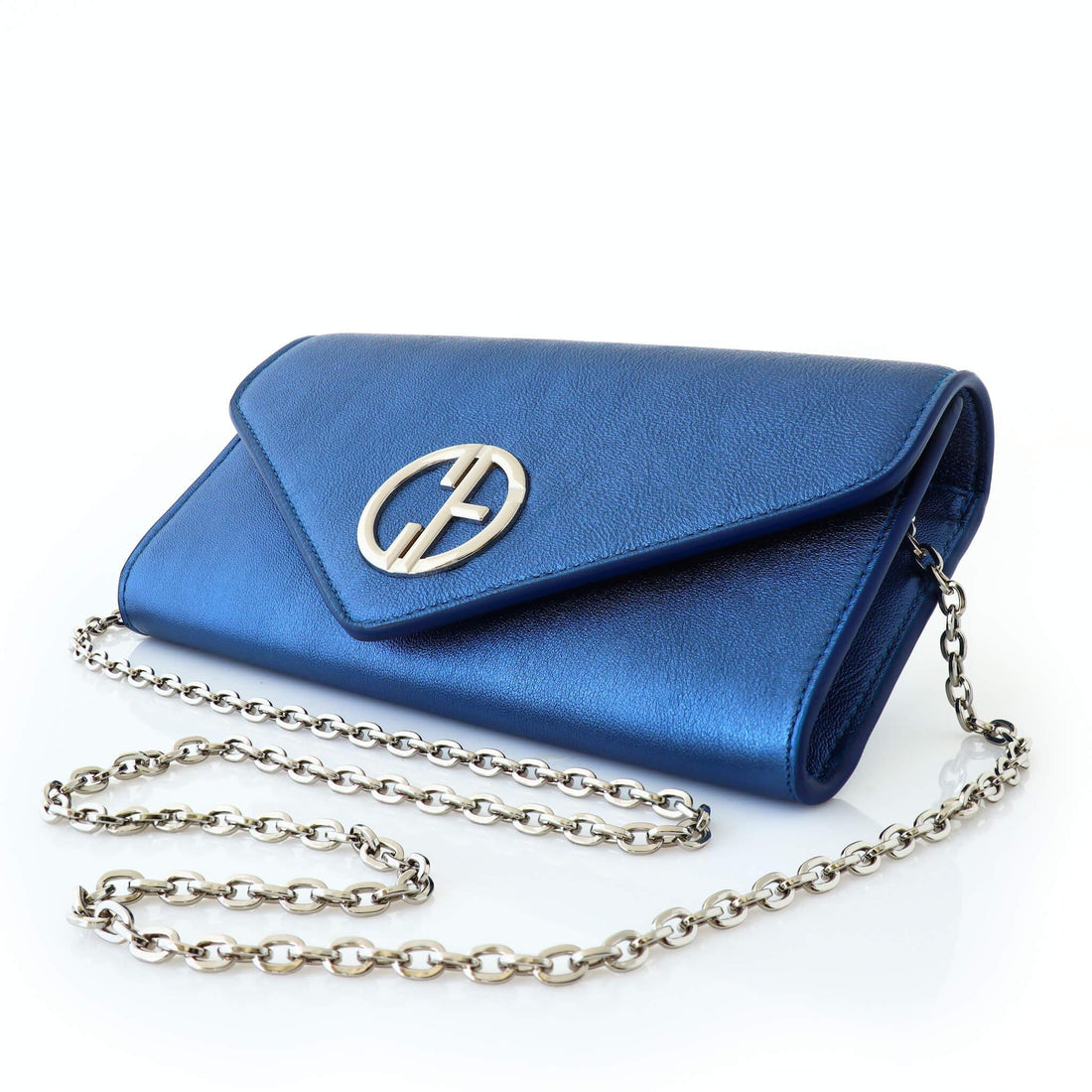 малка синя дамска чанта със сребърен синджир | COLDFIRE 