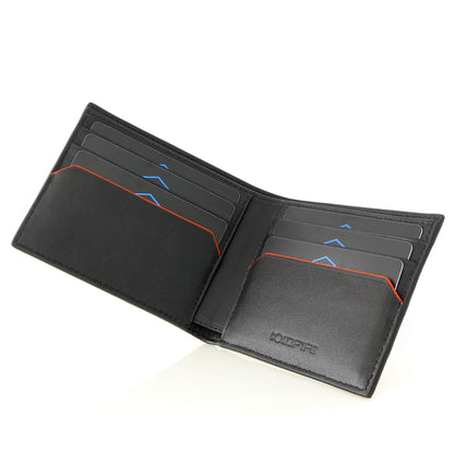 мъжки портфейл естествена кожа черен за 6 кредитни карти coldfire