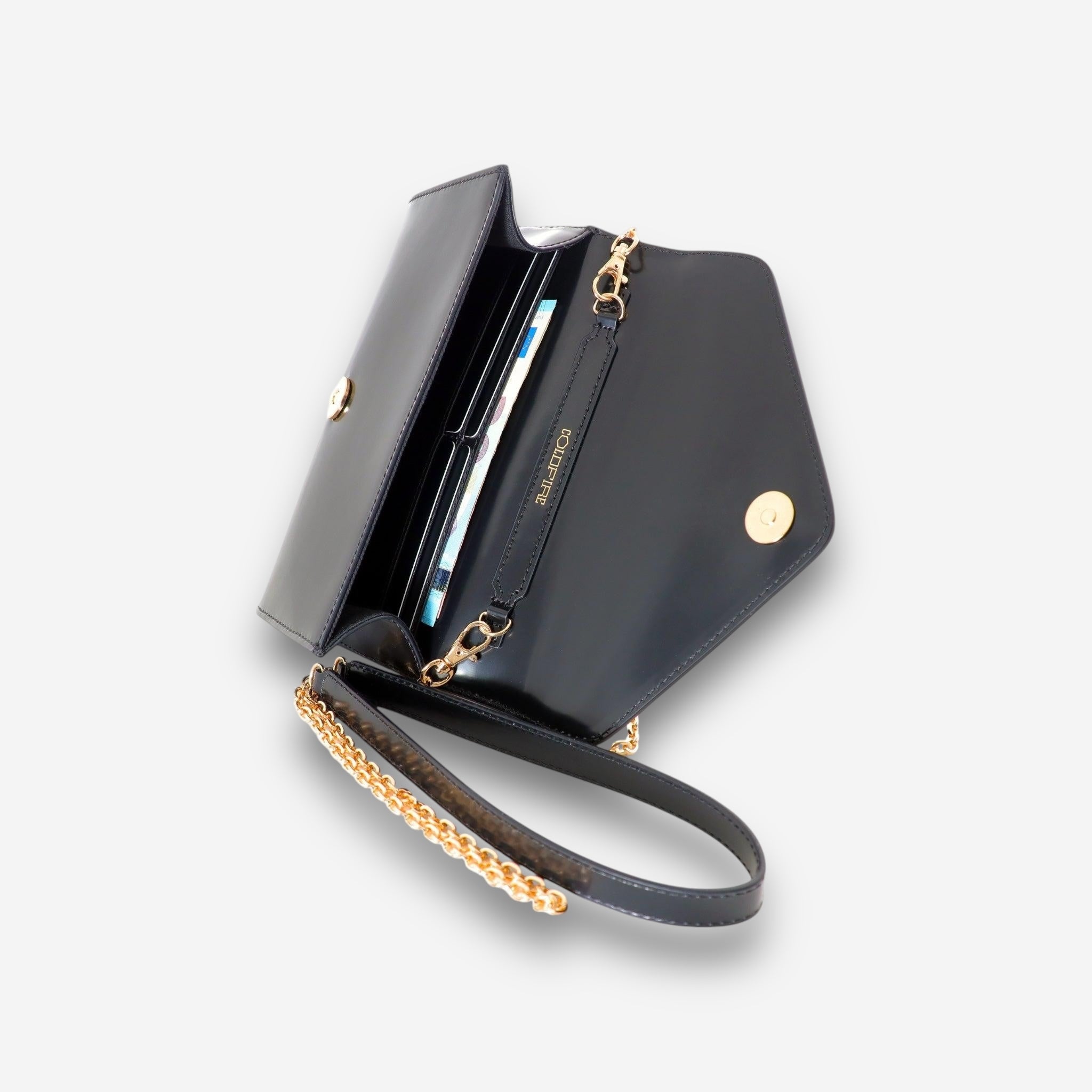 Whisper Gold - Black Semi Patent-crossbody bag-COLDFIRE