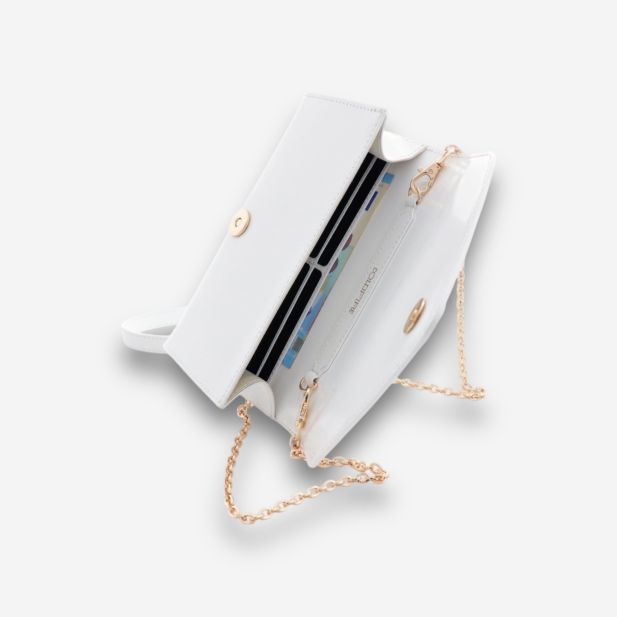 Whisper Gold - White Semi Patent-crossbody bag-COLDFIRE