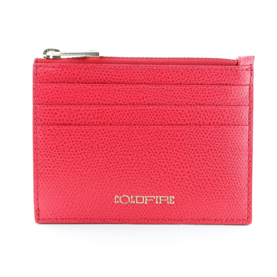 Ares Leather Card Case with Zipper - Genuine Leather - Red - Color Vibes - COLDFIRE