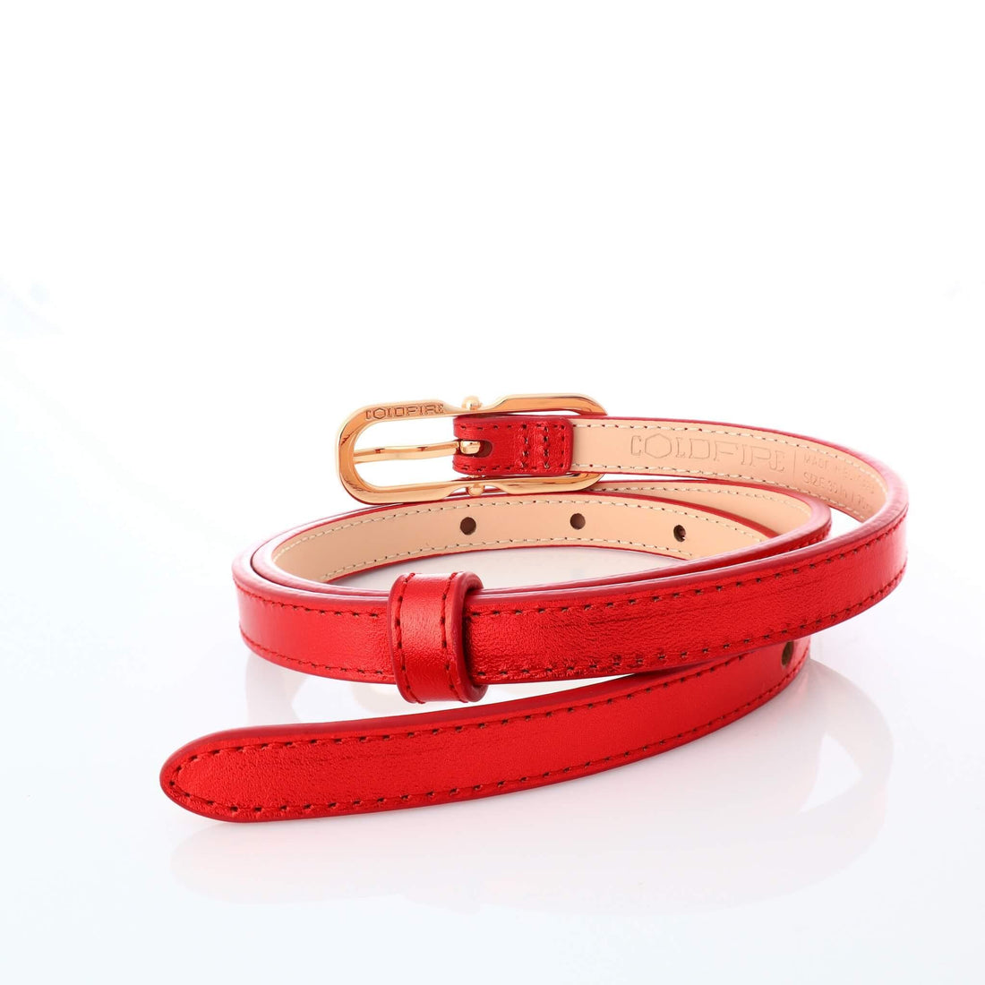 Дамски колан - естествена кожа - 12 мм - Egeria Red | COLDFIRE - COLDFIRE