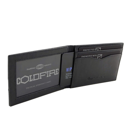 Компактен RFID кожен картодържател с черен кант - COLDFIRE