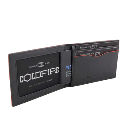 Компактен RFID кожен картодържател с червен кант - COLDFIRE