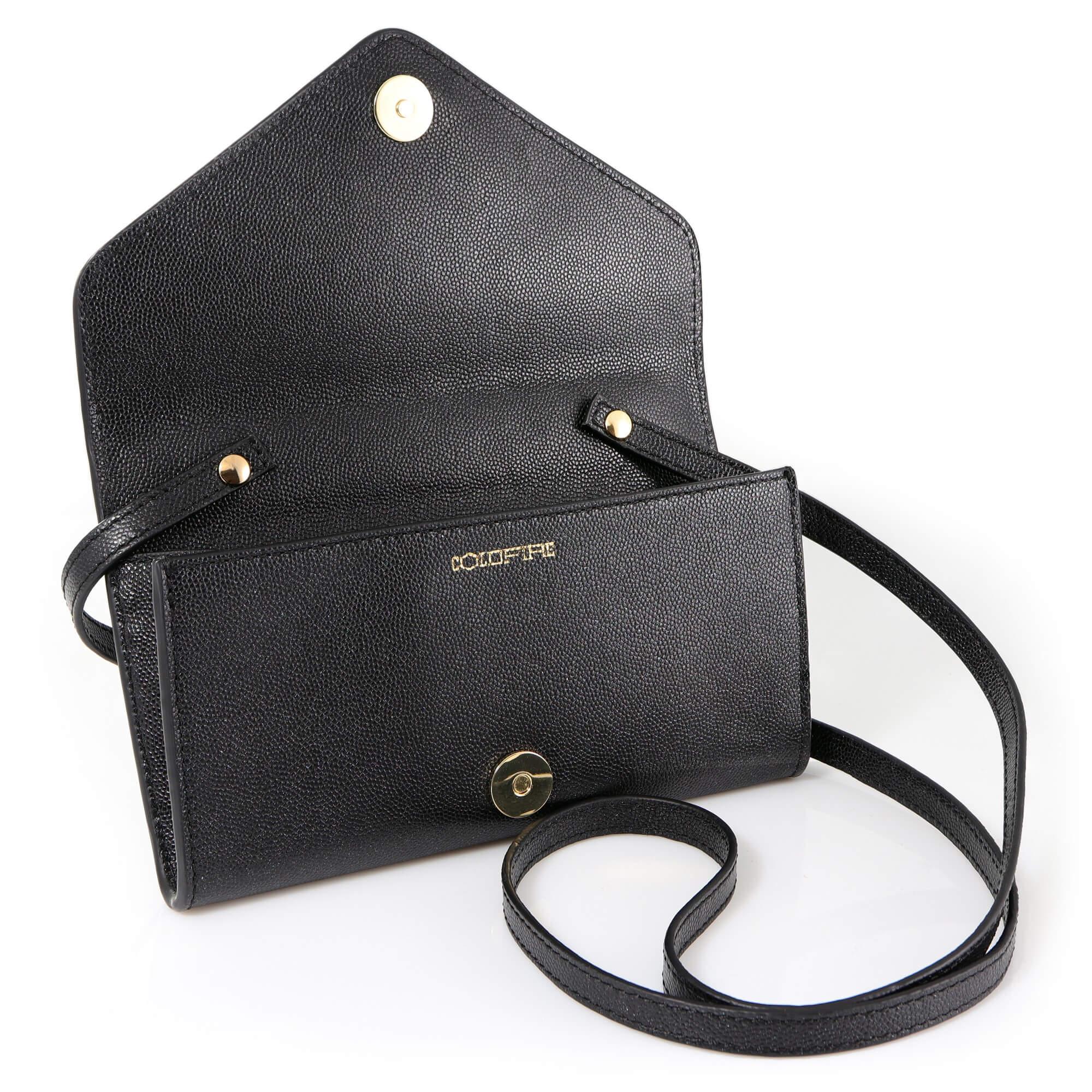 Малка чанта за рамо - кросбоди от естествена кожа - черна - COLDFIRE