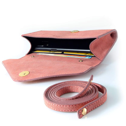 Малка чанта за рамо - кросбоди от естествена кожа - розова - COLDFIRE