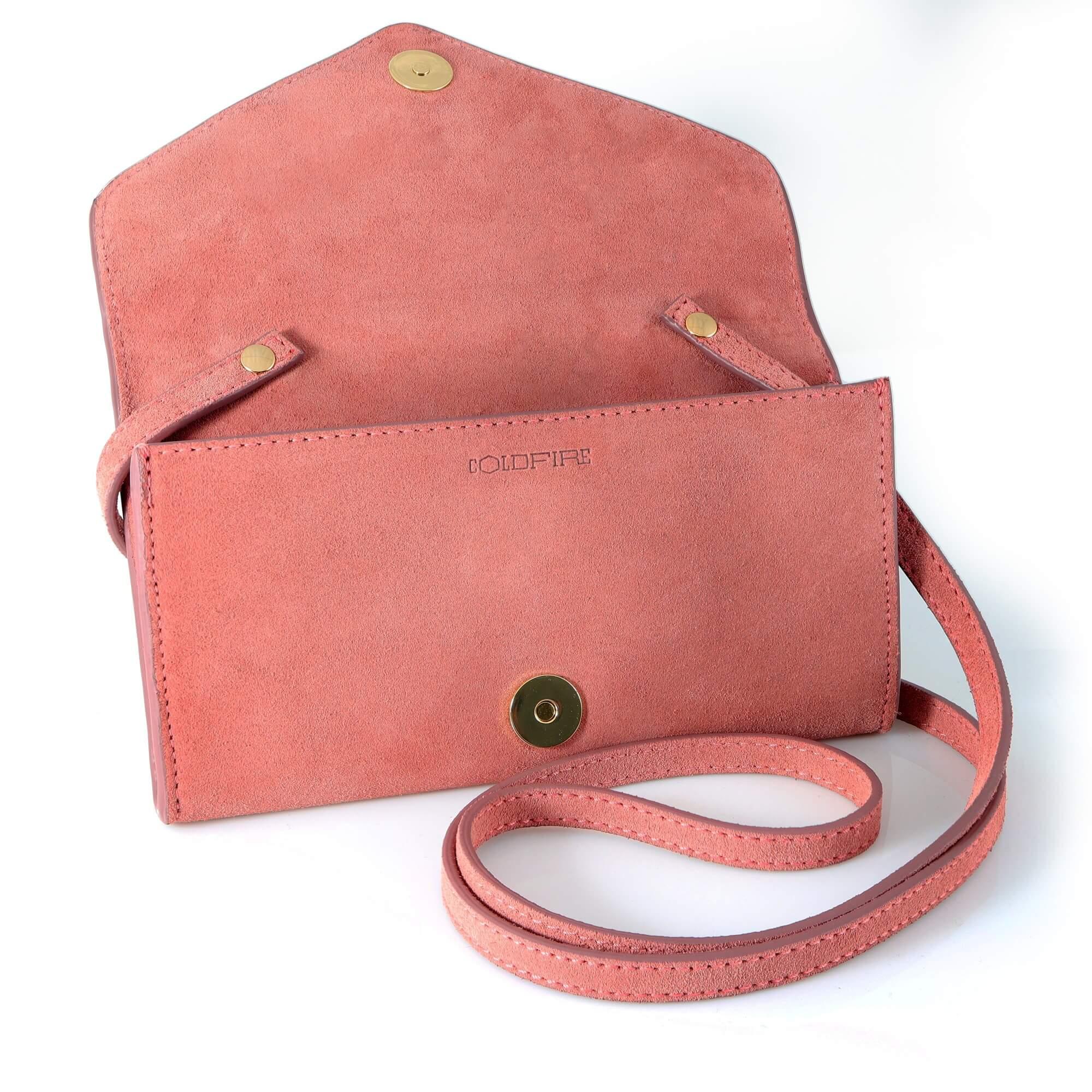 Малка чанта за рамо - кросбоди от естествена кожа - розова - COLDFIRE