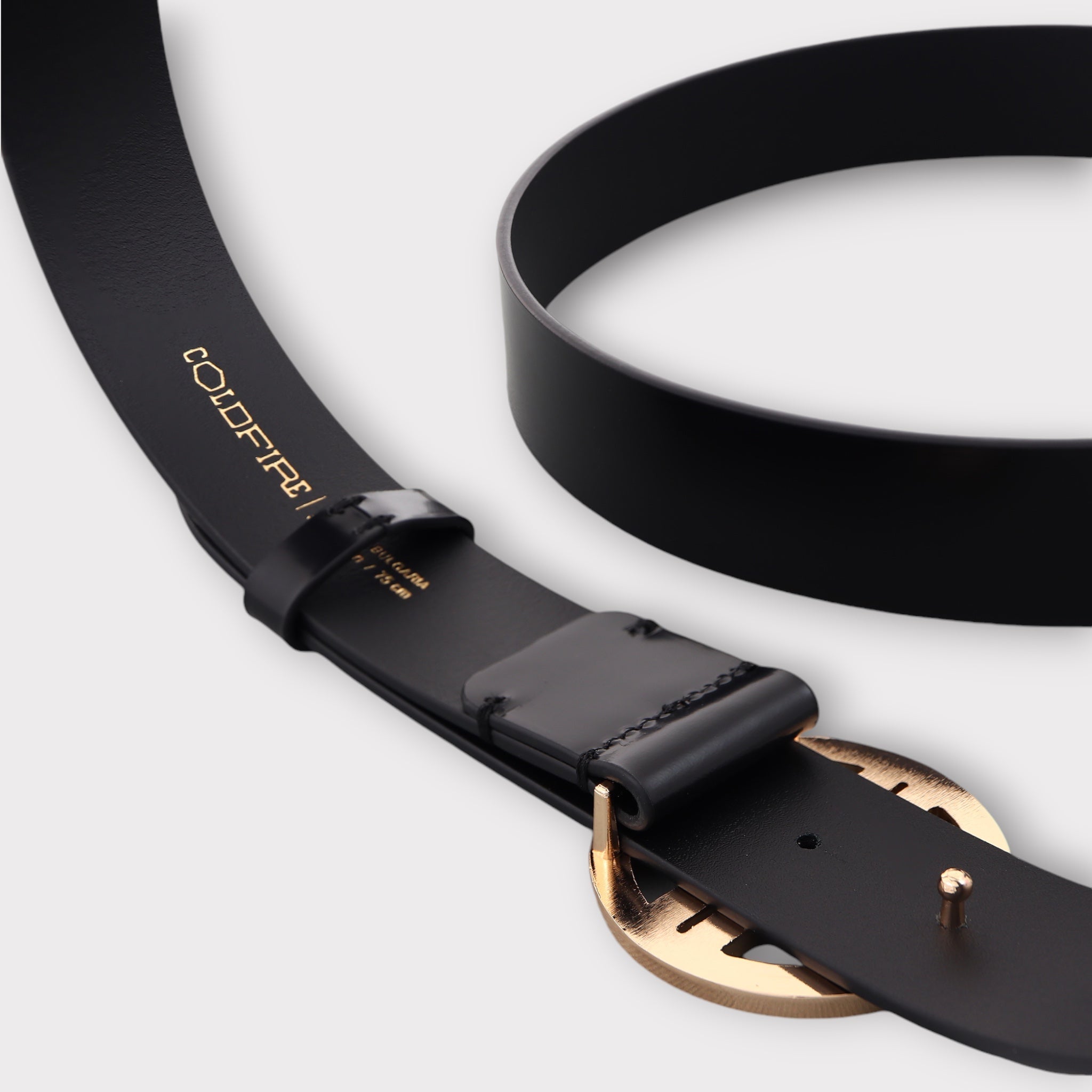 Women's belt - Semi patent leather - 35 mm - Black - Gold | COLDFIRE - COLDFIRE